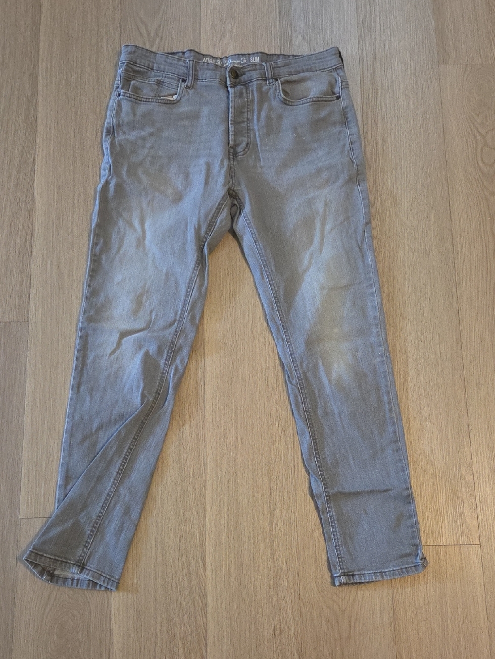 Denim&Co Gray Slim Straight Jeans